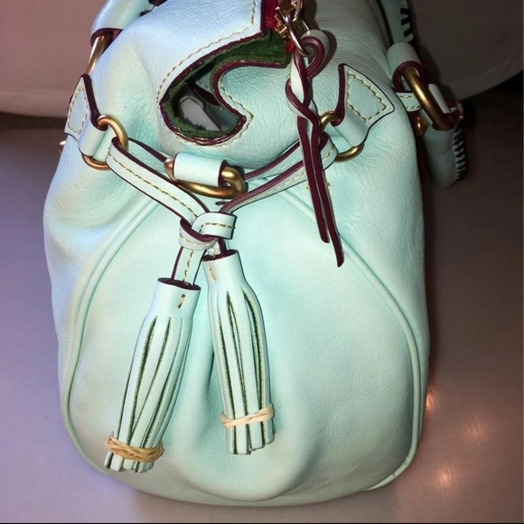 Dooney & Bourke large Florentine satchel in Aqua with strap - Picture 7 of 12